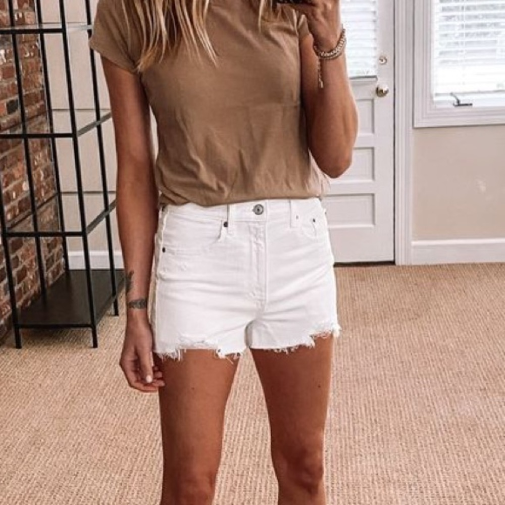 A&F White denim shorts
